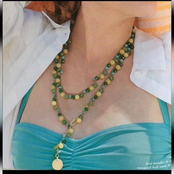 Stella&Dot Copa Semi-precious Stones Beaded Goldtone Chain Necklace - Picture 4 of 10